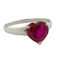 10k White Gold Heart-cut Ruby Solitaire Ring
