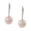 DaVonna Sterling Silver White FW Pearl Earrings (10-11 mm)