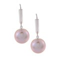 DaVonna Sterling Silver Pink Cultured Pearl Earrings (10-11 mm)