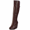 NYLA Women's 'Ryder' Brown Tall Wedge Boots FINAL SALE
