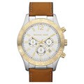 Michael Kors Men's Leather Strap Two-tone Chronograph Watch