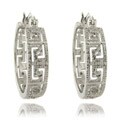 Fusion Silver Overlay 1/4ct TW Diamond Greek Key Earrings (I-J, I2-I3)