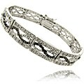 Fusion Silver Overlay 1ct TDW Black and White Diamond Bracelet (I-J, I2-I3)