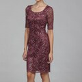 Tahari Women's Burgundy Lace Sheath Dress