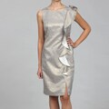 Tahari Women's Grey Side Ruffle Dress