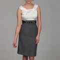 Tahari Women's Iron/ Navy Belted Dress