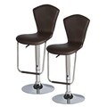 Deep Brown Stitched Adjustable Swivel Stools (Set of 2)