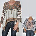 Tabeez Women's Brown Rhinestone Tribal Poncho