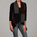 In Cashmere Women's Long Sleeve Drape Front Colorblocked Cardigan FINAL SALE