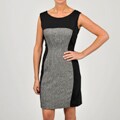 Sharagano Women's Black/White Mixed Media Sheath Dress