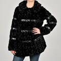 Betsey Johnson Women's Junior Black Faux Fur Coat