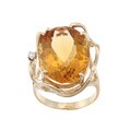 14k Yellow Gold Citrine and Diamond Accent Ring