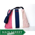 E. L. Menns Blue Stripe Red Floral Shoulder Bag