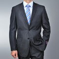 Carlo Lusso Men's Slim Fit Black Tonal Pinstripe 2-button Suit