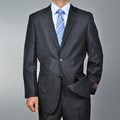 Carlo Lusso Men's Black Tonal Pinstripe 2-button Suit