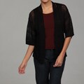 Cable & George Women's Black Open-front Cardigan