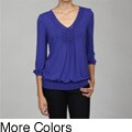 Cable & Gauge Women's V-neck Ruche Top