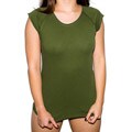 Sheer Jersey Olive Cap Sleeve Raglan
