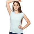 American Apparel Women's Light Blue Sheer Jersey Cotton Cap-sleeve Tee