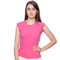 American Apparel Women's Fucshia Sheer Jersey Cotton Cap-sleeve Tee