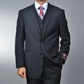 Giorgio Fiorelli Men's Black Pinstripe 2-button Vested Suit