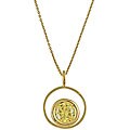 Gold over Sterling Silver Yellow Cubic Zirconia Circle Necklace