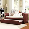 Deco Wine Red Vinyl Daybed with Trundle
