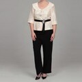Le Bos Women's Plus Size Ivory/ Black Embellished 2-piece Set FINAL SALE