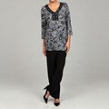 Le Bos Women's Grey Black 2-piece Top and Pant Set FINAL SALE