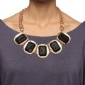 Nexte Jewelry Goldtone Black Sparkle Beaded Bib Necklace