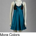 Alexander Del Rossa Women's Silk Lace Trim Ruched Chemise Nightgown