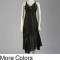 Alexander Del Rossa Silk Lace Trim Chiffon Hem Long Nightgown