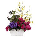 Mixed Floral with Azalea and White Wash Planter