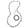 Roman Grey and Silvertone Beaded Jewelry Set