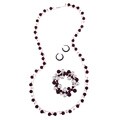 Roman Silvertone Purple Beaded Jewelry Set