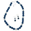 Roman Silvertone Blue Teal Beaded Jewelry Set