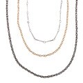 Roman Tri-color Multi-chain Metallic 50-inch Fashion Necklace