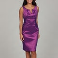 London Times Women's Magenta Side Ruche Sheath Dress