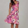 London Times Women's White/ Pink Floral Fit and Flair Dress
