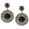 Kate Bissett Silvertone Black Crystal Drop Earrings