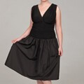 AA Studios Women's Plus Size Black Wrap Shirred Dress FINAL SALE