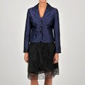 Sharagano Women's Purple/ Black Shantung Jacket Embellished Skirt Suit