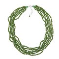 Sterling Silver Green Jade 6-strand 18-inch Necklace