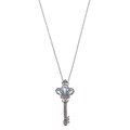 Sterling Silver Aquamarine Key Necklace
