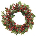Good Tidings 26-inch Pine Holly Cones and Berries Wreath