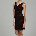 Onyx Nites Women's Black/ Red Beaded Lace Dress