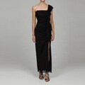 Onyx Nites Women's Black Cascade Ruffle Dress