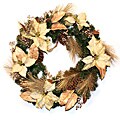 Good Tidings 30-inch Mixed Green Gold Poinsettias Wreath