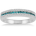 10k White Gold 2/5ct TDW Blue and White Diamond Band (I-J, I1-I2)