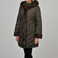 Hilary Radley Women's Chevron Stitch Faux Fur Trimmed Down-blend Jacket